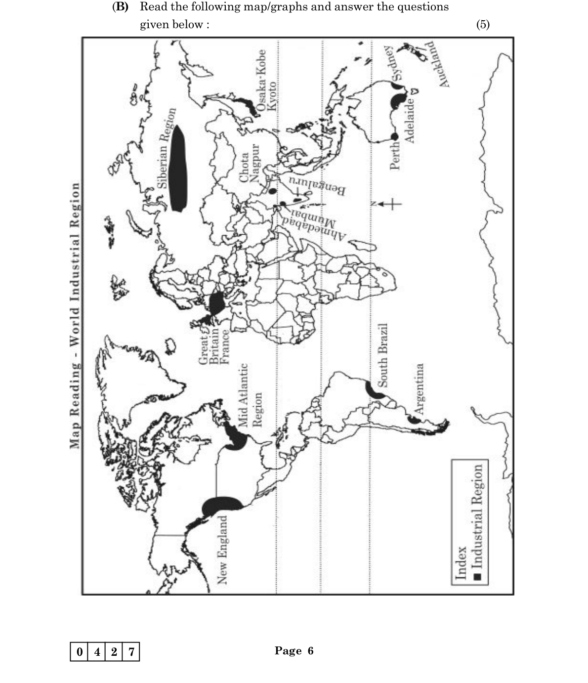 diagram for Read the world industrial regions map and answer